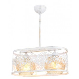 METAL and GLASS WHITE PATINE AND ANTIQUE COLOR COATED CHANDELIER 40 x 25 CM LOAD: 60 CM
